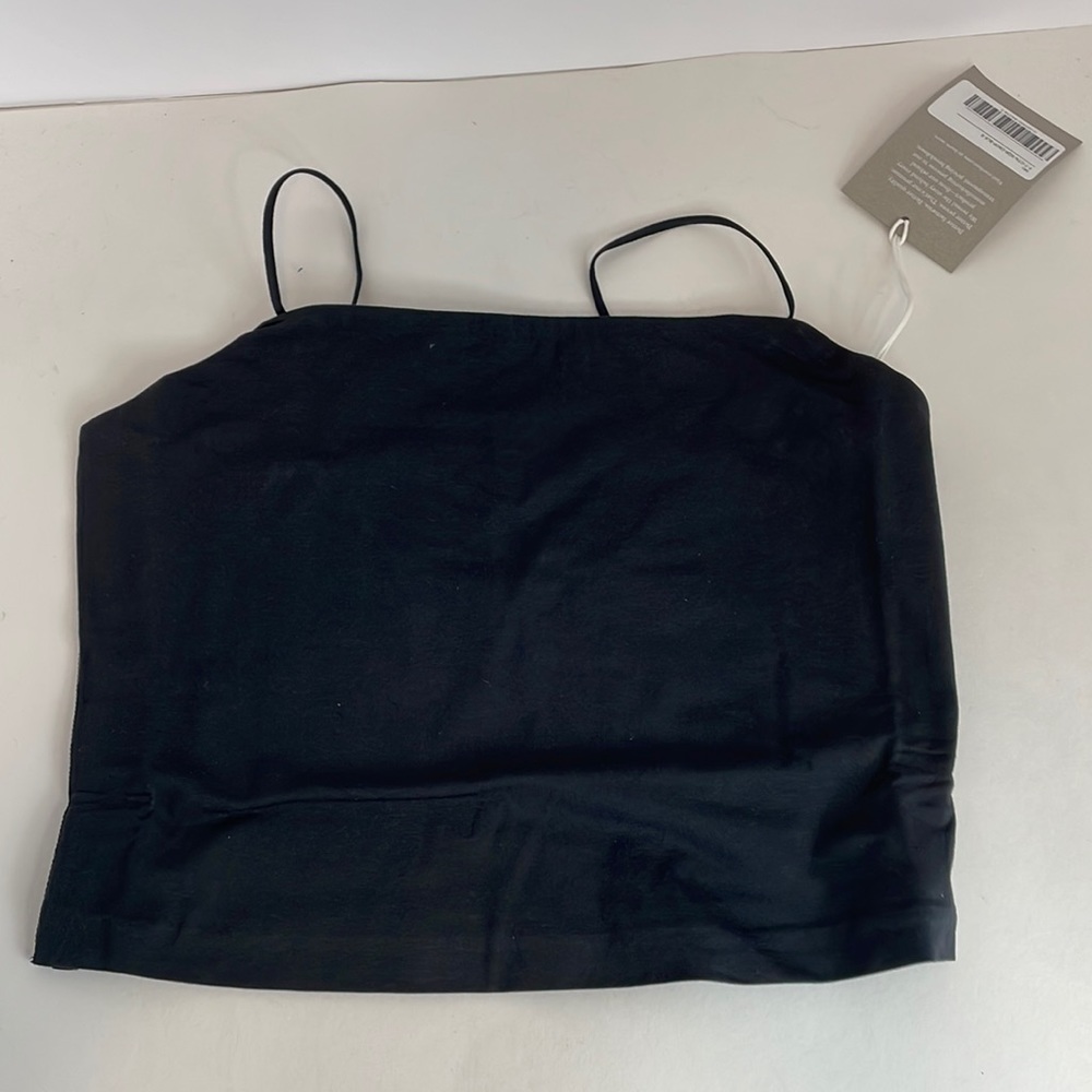 Like New Everlane Black Spaghetti Strap Square Neck Crop Top Cami Size  S